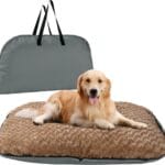 MABOZOO Foldable Travel Dog Bed, Outdoor Camping Dog Bag Bed Pet Pad with Carry Handles, Waterproof Pet Mattress Mat for Small, Medium, and Large Dogs Cats (Gray, 44x32x5 in)