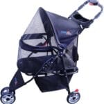 Full-Window pet Stroller 3 Wheels for Cats & Dogs, with Storage Basket,Cup Holder, Travel Puppy/Cats Stroller.
