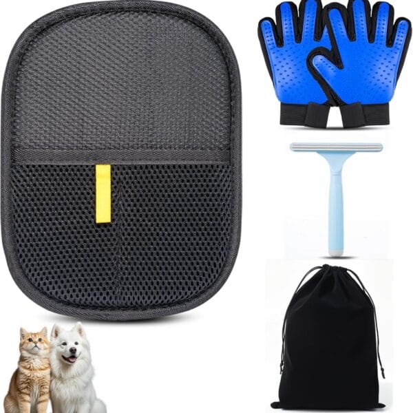 Pet Hair Remover Glove Set - Dogs Cats Hair Grooming Brush Glove for Shedding,Electrostatic Magic Brush Pet Hair Remover Glove Tool for Furniture,Car,Couch,Carpet,Clothes4PCS