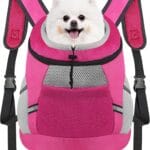Dog Backpack Carrier, Front Chest Carrier for Cat Small Dogs, Pet Carrying Bag for Travel Hiking Cycling Outdoor Rose S (Suggested Pet Height 7-10 in, 2-6 lbs)