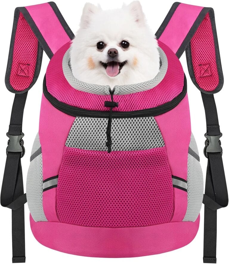 Dog Backpack Carrier, Front Chest Carrier for Cat Small Dogs, Pet Carrying Bag for Travel Hiking Cycling Outdoor Rose S (Suggested Pet Height 7-10 in, 2-6 lbs)