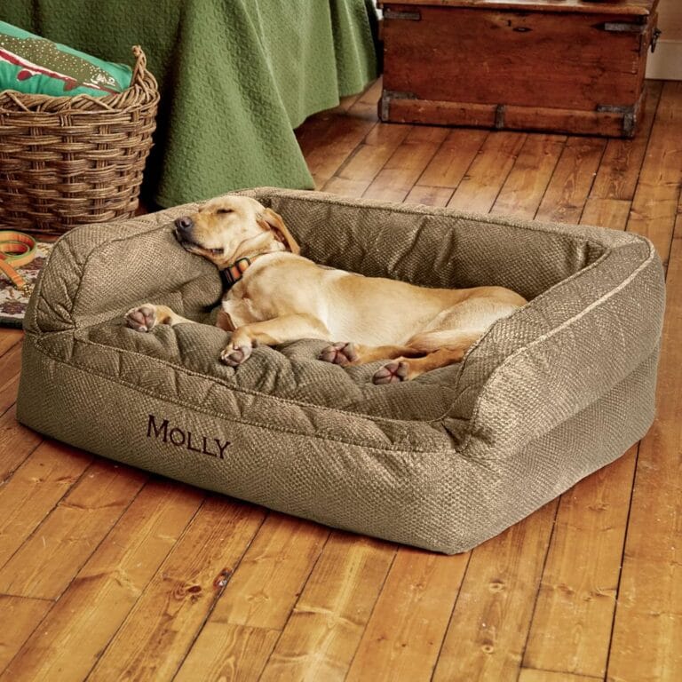 Orvis ComfortFill-Eco Couch Dog Bed, Brown Tweed - Medium