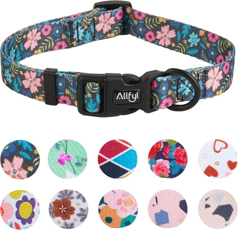 Dog Collar Adjustable Flower Dog Collars with Quick Release Safety Buckle Soft Comfortable Cute Pet Collar for Small Medium Large Dogs