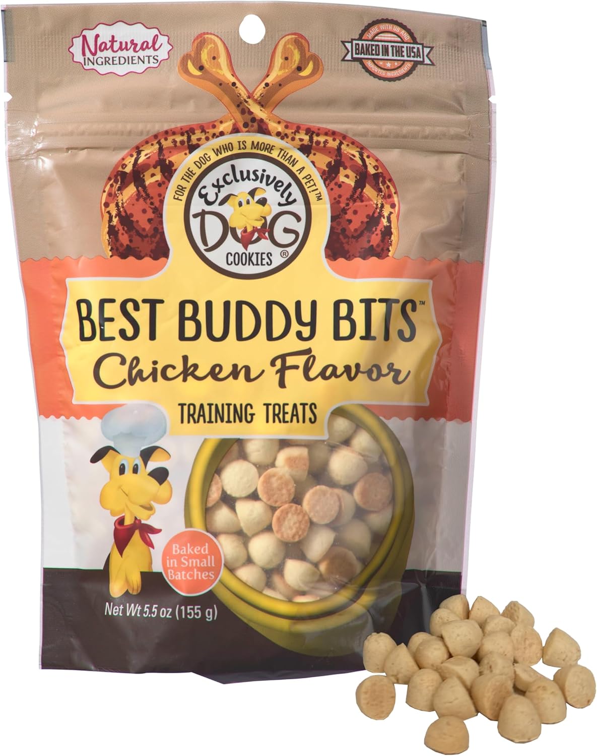 Exclusively Dog Best Buddy Bits Training Treats for Dogs and Puppies - All Natural, Baked in The USA, Ideal for Training & Agility, No Animal Byproducts - Chicken Flavor, 5.5oz Resealable Bag Exclusively Dog Best Buddy Bits Training Treats for Dogs and Puppies - All Natural, Baked in The USA, Ideal for Training & Agility, No Animal Byproducts - Chicken Flavor, 5.5oz Resealable Bag