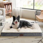 Figopage Dog Beds Large Sized Dog Bed for Crate Large Dogs Bed Washable Pet Beds Waterproof Dogs Crate Pad Mat with Removable Cover Anti-Slip Bottom, 35 x 22 Inch
