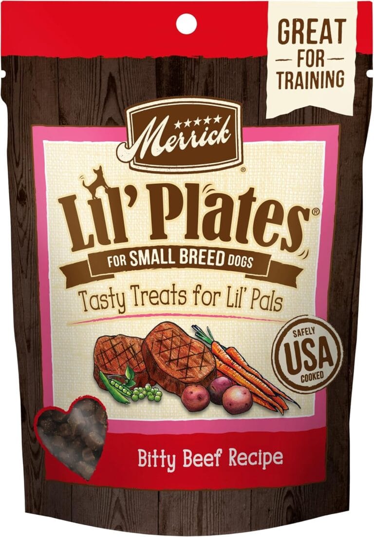 Merrick Lil Plates Grain Free Small Dog Treats, Natural Training Treats For Small Dogs, Bitty Beef Recipe - 5 oz. Pouch