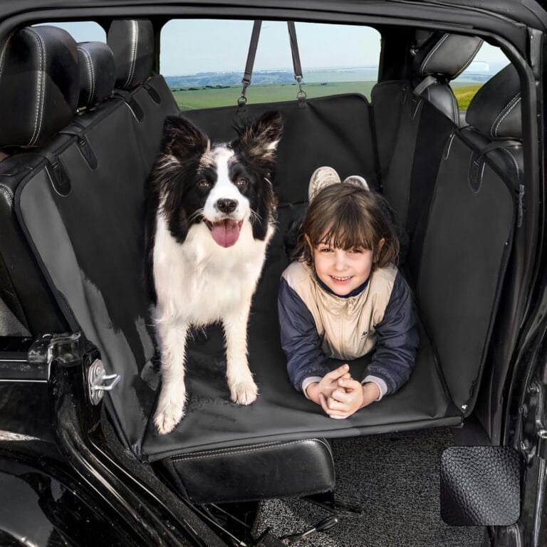 Back Seat Extender for DogsHeavy Duty Leatherette Dog Car Seat Cover for Back Seat Wash-Free Hard Bottom Dog Hammock for Car Holds 500lbsTravel Dog Bed for Car SUV Truck-Black/Nappa