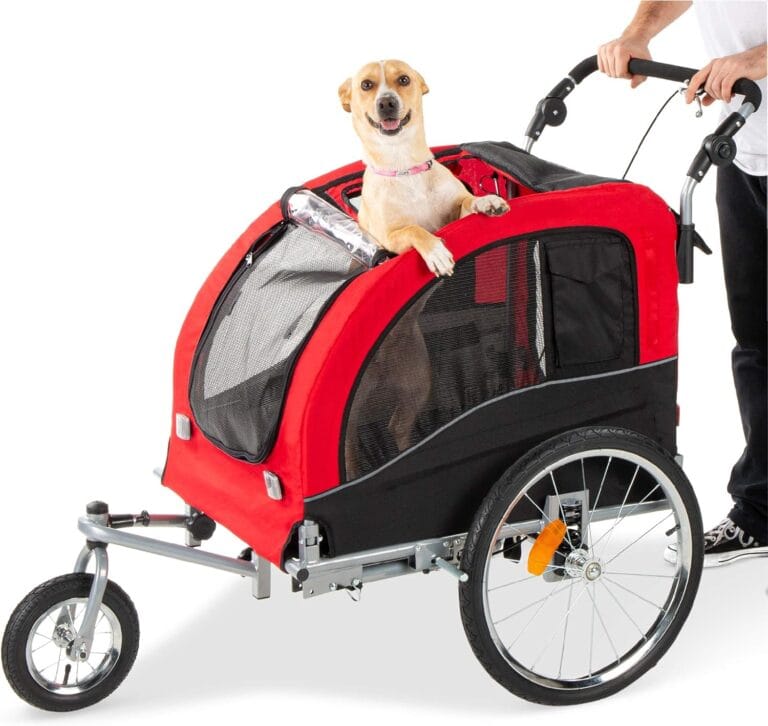 Best Choice Products 2-in-1 Dog Bike Trailer, Pet Stroller Bicycle Carrier w/Hitch, Suspension, Visibility Flag and Reflectors, 66lb Weight Capacity