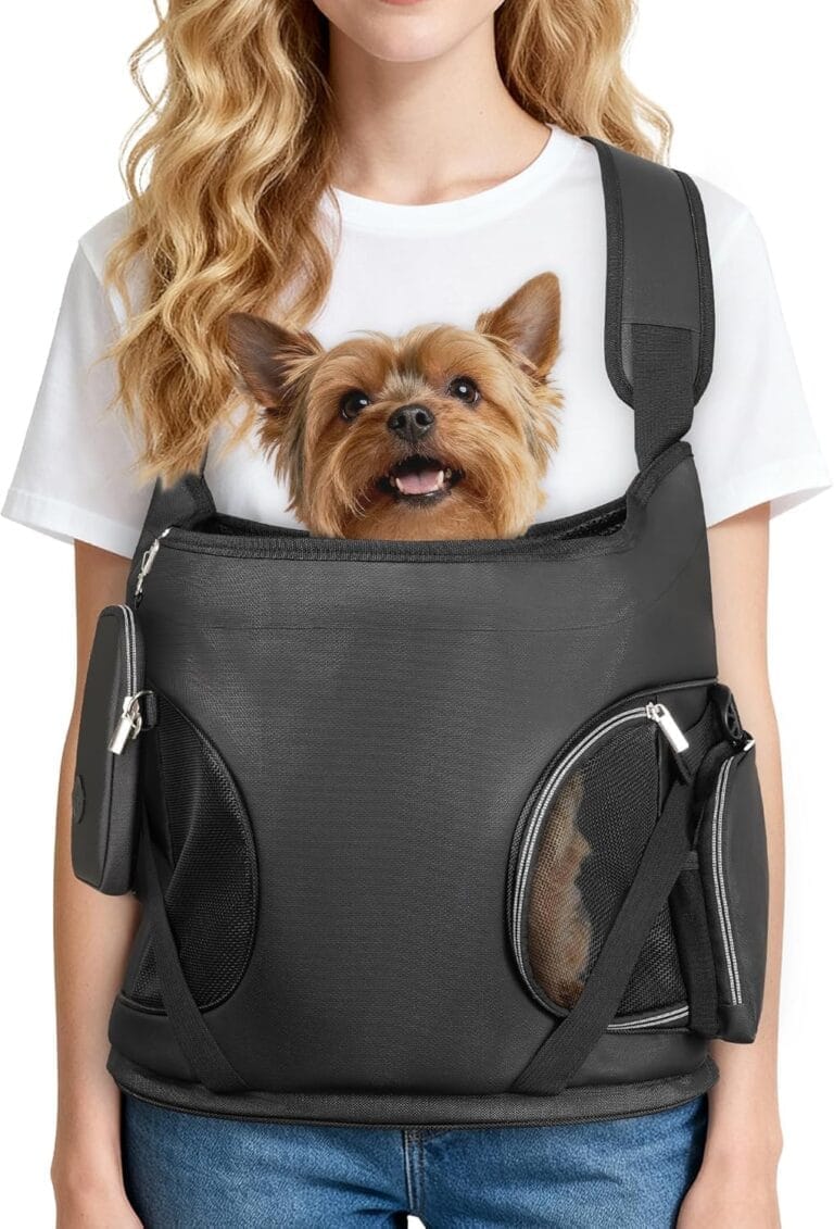 YUDODO Dog Front Backpack Carrier, Soft Breathable Pet Front Carrier with Adjustable Straps, Multi-Pocket Design, for Small Dogs & Cats up to 12 lbs (with Detachable Sling Pouch - 1 Pocket)