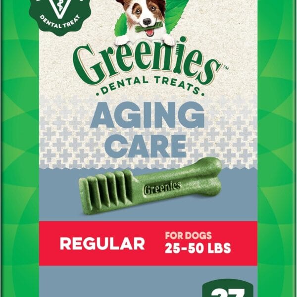 Greenies Veterinarian-Recommended Aging Care Adult Natural Dental Dog Treats Petite Size, 27 oz. Pack, 45 Count