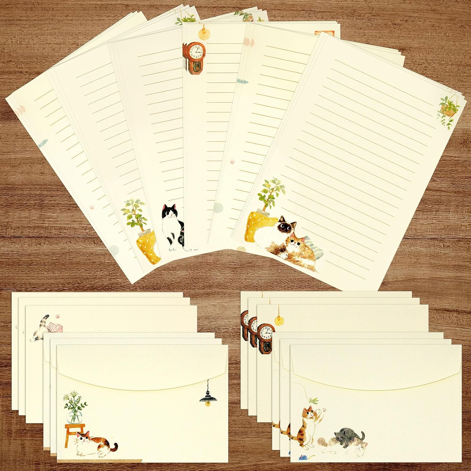 36 PCS Writing Paper and Envelopes Set, Warm Cute Cat Themed Stationary Set Design for Invitations Gift Decorations Holiday Party, 24 Lined Stationery Paper with 12 Envelops 36 PCS Writing Paper and Envelopes Set, Warm Cute Cat Themed Stationary Set Design for Invitations Gift Decorations Holiday Party, 24 Lined Stationery Paper with 12 Envelops