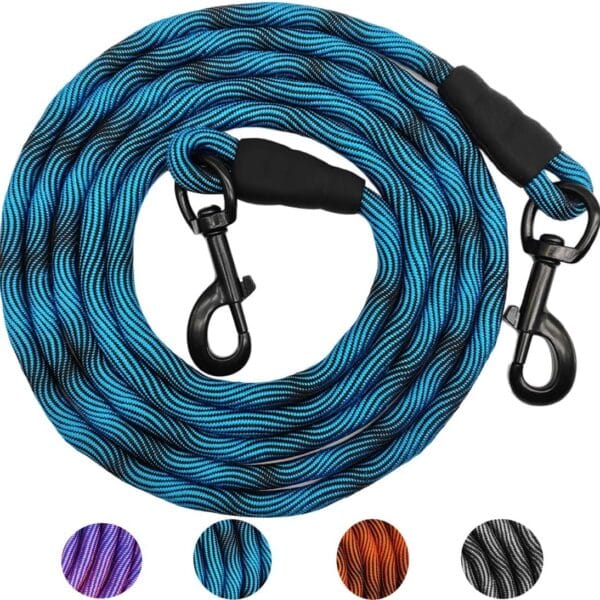 MayPaw 8 FT/10 FT Dog Tie Out/Check Cord, Heavy Duty Nylon Rope Training Leash, 3/8 Inch Thick Dog Tether for Indoor or Outdoor Walking, Camping, Hiking, Playing (3/8" x 8ft, Blue Black)