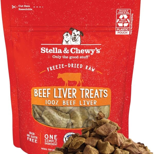 Stella & Chewy's Freeze-Dried Raw Beef Liver Dog Treats - Single Ingredient, No Additives - Premium Training Treats - Perfect For Picky Eaters - 3oz Bag