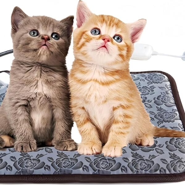 Electric Heating Pad for Dogs and Cats With Anti-bite Steel Cord Waterproof Adjustable Dog Warm Bed Mat Heated Pad for Pets Deds Blankets and Kennel 17.7inx17.7in (Flower Color)