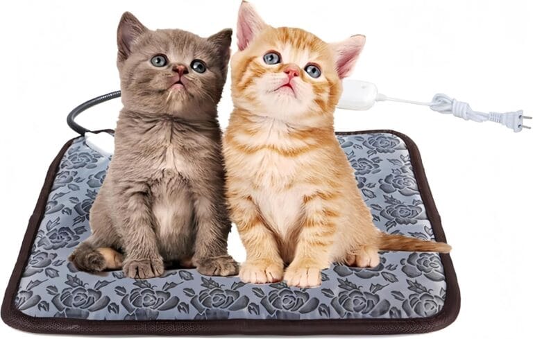 Electric Heating Pad for Dogs and Cats With Anti-bite Steel Cord Waterproof Adjustable Dog Warm Bed Mat Heated Pad for Pets Deds Blankets and Kennel 17.7inx17.7in (Flower Color)