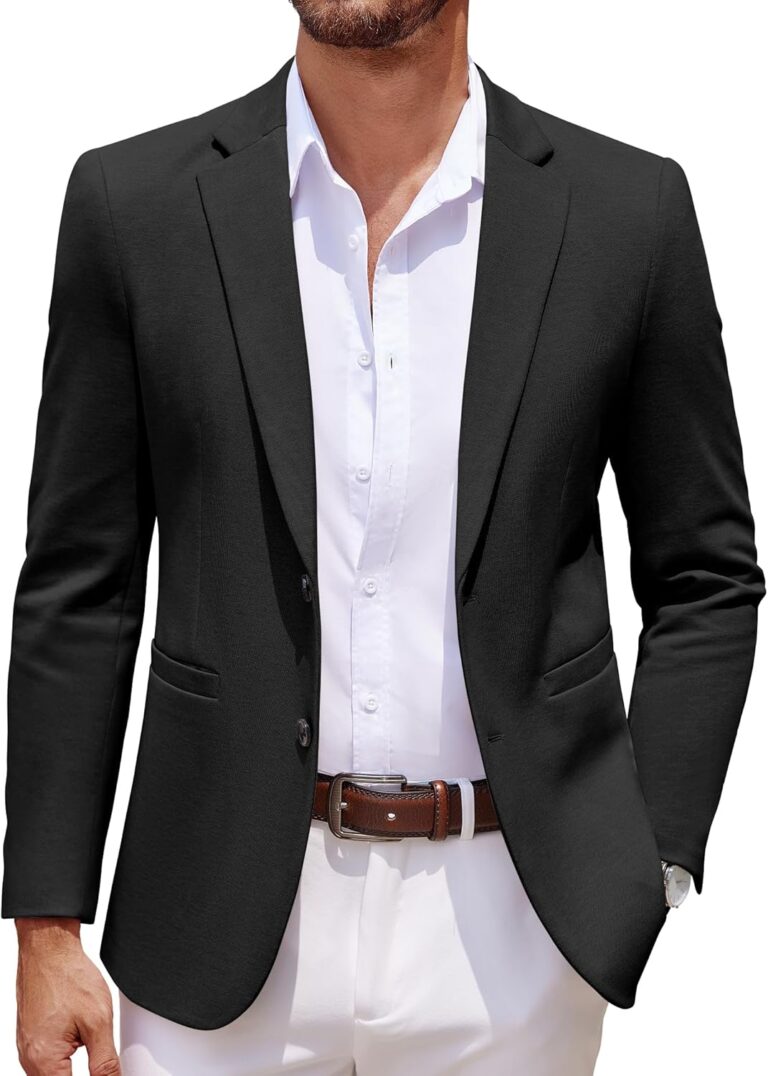 COOFANDY Men's Casual Knit Blazer Two Button Lightweight Sport Coats Suit Jacket