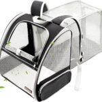 Texsens Cat Backpack - Expandable Pet Carrier for Medium Cats and Small Dogs up to 17 lbs - Breathable, Collapsible & Soft Cat Travel Bag for Outdoor Hiking (Black)