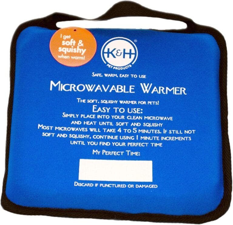 K&H Pet Products Microwavable Pet Bed Warmer, Multi-Purpose Heated Warming Pad for Cats and Dogs, Place Inside Any Pet's Favorite Bed, No Electricity Needed - 9 X 9in Blue