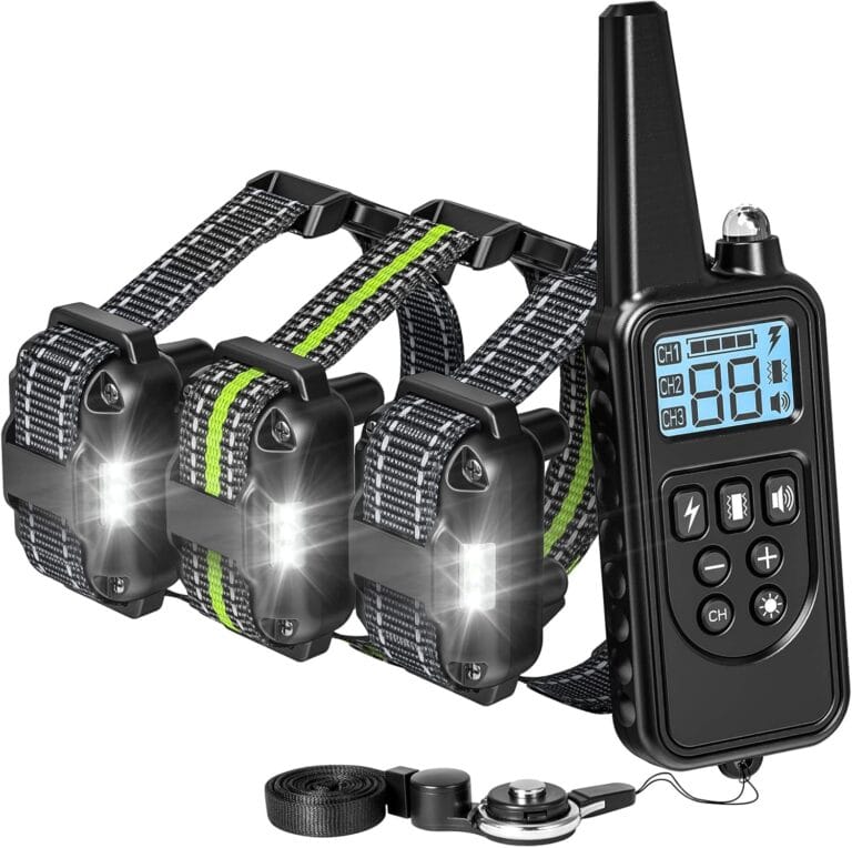 F-color Dog Shock Collar with Remote Control - 2600FT Dog Training Collar 3 Pack with Beep Vibration Shock and Light, Waterproof E Collar for Dogs Training for Large Medium Breeds