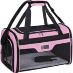 BALEINE Cat Carrier, Puppy Dog Carrier for Small Medium Pets Up to 15 Lbs, Soft-Sided Dog Travel Bag with Safety Zippers, Collapsible Pet Carrying Case (Pink, L, 17"x11"x11")