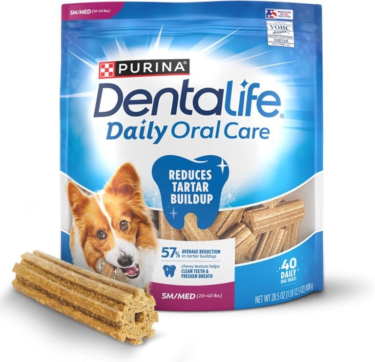 DentaLife Daily Oral Care Dog Treats for Small and Medium Dogs, Chewy Dental Treat to Freshen Breath and Fight Tartar, Chicken Flavor - 40 ct. Pouch
