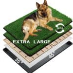 MEEXPAWS Dog Grass Pee Pads for Dogs with Tray | Extra Large 4534 in | 2 Dog Artificial Grass Pads Replacement| Rapid Drainage | Indoor Litter Box | Hemmed Edge