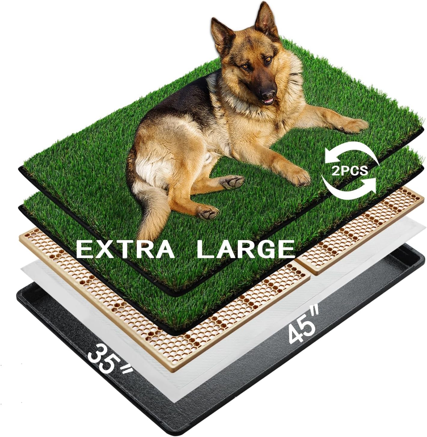 MEEXPAWS Dog Grass Pee Pads for Dogs with Tray | Extra Large 4534 in | 2 Dog Artificial Grass Pads Replacement| Rapid Drainage | Indoor Litter Box | Hemmed Edge MEEXPAWS Dog Grass Pee Pads for Dogs with Tray | Extra Large 4534 in | 2 Dog Artificial Grass Pads Replacement| Rapid Drainage | Indoor Litter Box | Hemmed Edge