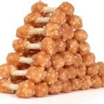 MON2SUN Dog Treats, 16oz Mini Rawhide Chews, Chicken Dumbbells with Rice for Small Dogs & Toy Breed, Crunchy and Healthy (2.5 Inch 30 Count)