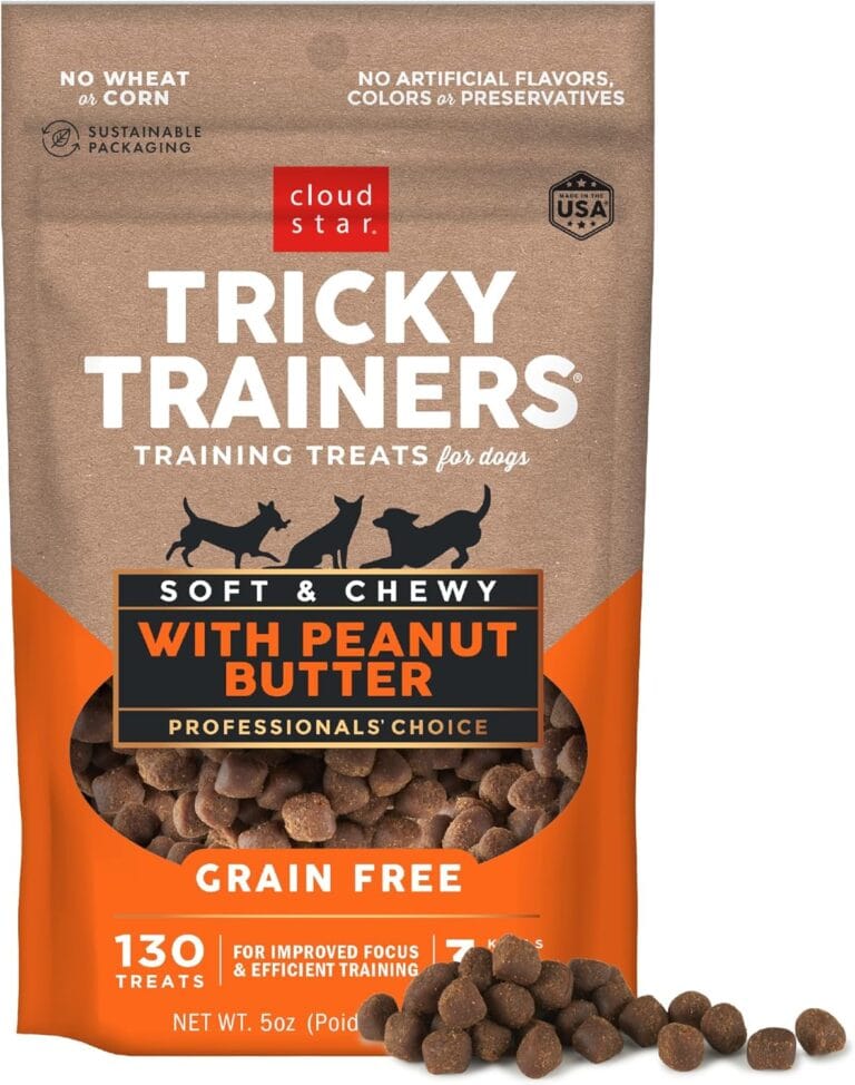 Cloud Star Tricky Trainers Soft & Chewy Grain Free Dog Treats, Peanut Butter, 5 oz. Pouch