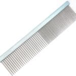 Metal Dog Grooming Comb for Shedding Tangles,Knots,Mats.Dog Combs With Long Wide Tooth for Long Thick Curly Hair Metal Pet Comb for Poodles and Goldendoodles Dematting.7.5INCHES.(Blue)