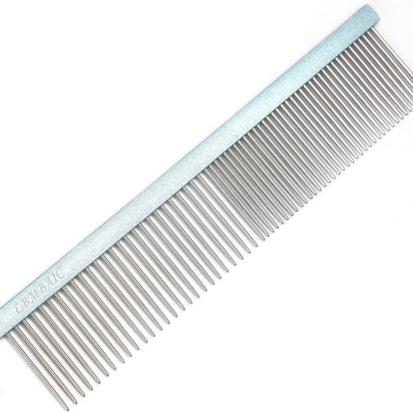 Metal Dog Grooming Comb for Shedding Tangles,Knots,Mats.Dog Combs With Long Wide Tooth for Long Thick Curly Hair Metal Pet Comb for Poodles and Goldendoodles Dematting.7.5INCHES.(Blue)