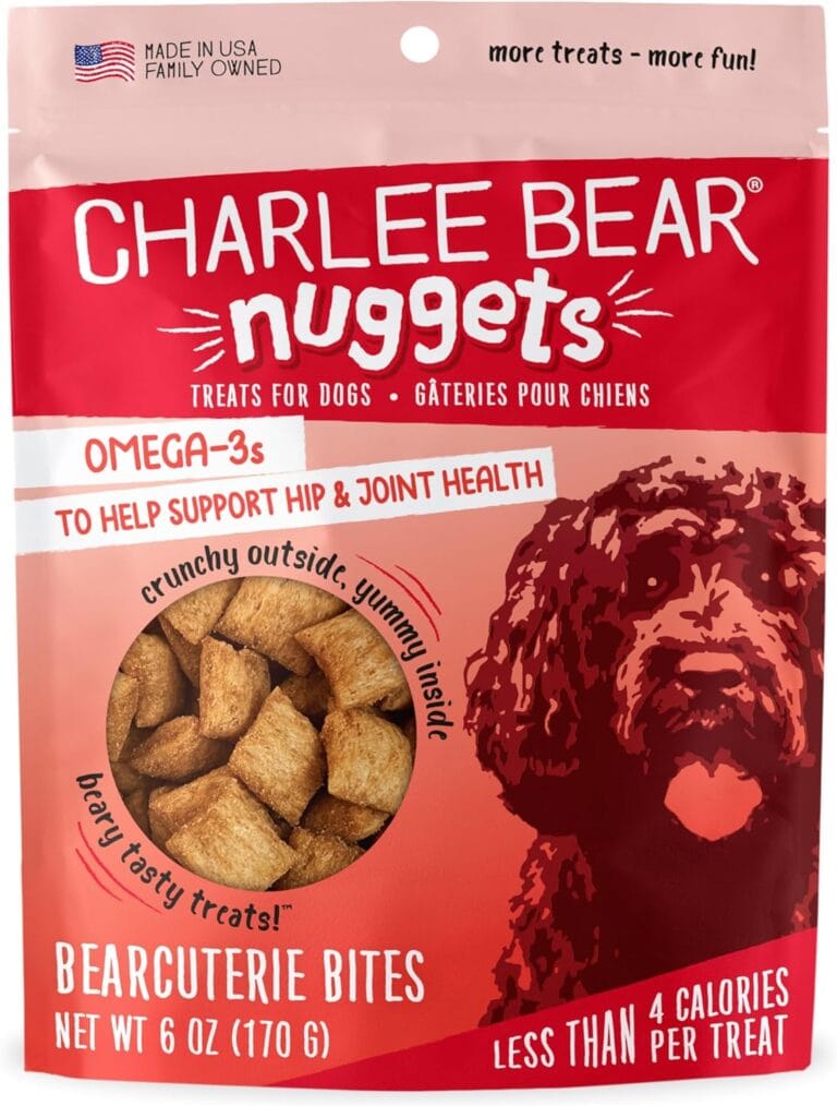 Charlee Bear Nuggets Crunchy and Soft Dog Treats, Bearcuterie Bites, 6 Ounce Resealable Bag, Hip and Joint Support, Grain Free, Low Calorie, Healthy Dog Snacks