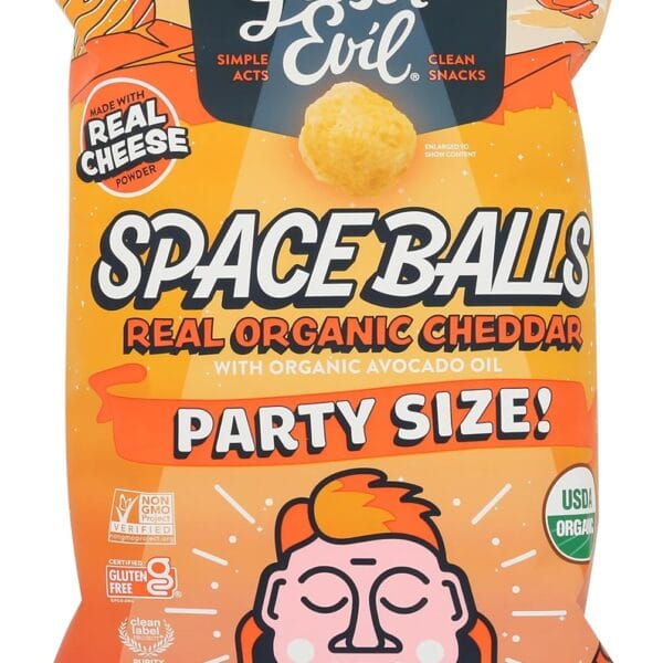 Lesserevil Organic Real Cheddar Space Ball Puffs Party Size, 7 Oz