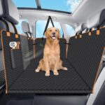 Dog Car Seat Cover for Back Seat, Dog Car Bed Cover with Strong Hard Bottom 4 Panels, Back Seat Extender Hammock for Cars SUV Truck Black Color
