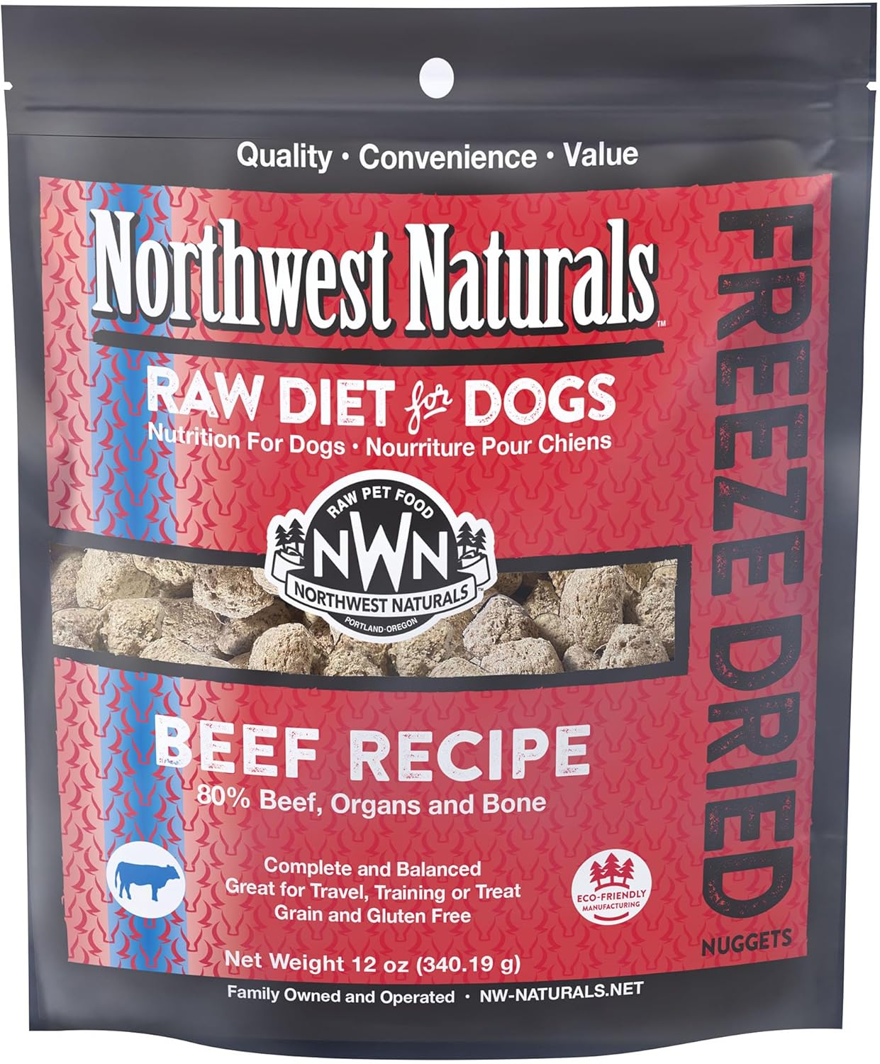Northwest Naturals Freeze-Dried Beef Dog Food - Bite-Sized Nuggets - Grain-Free, High-Protein, Raw Diet, Human-Grade Ingredients, All Natural, Premium Quality, Healthy & Nutritious - 12 Oz Northwest Naturals Freeze-Dried Beef Dog Food - Bite-Sized Nuggets - Grain-Free, High-Protein, Raw Diet, Human-Grade Ingredients, All Natural, Premium Quality, Healthy & Nutritious - 12 Oz