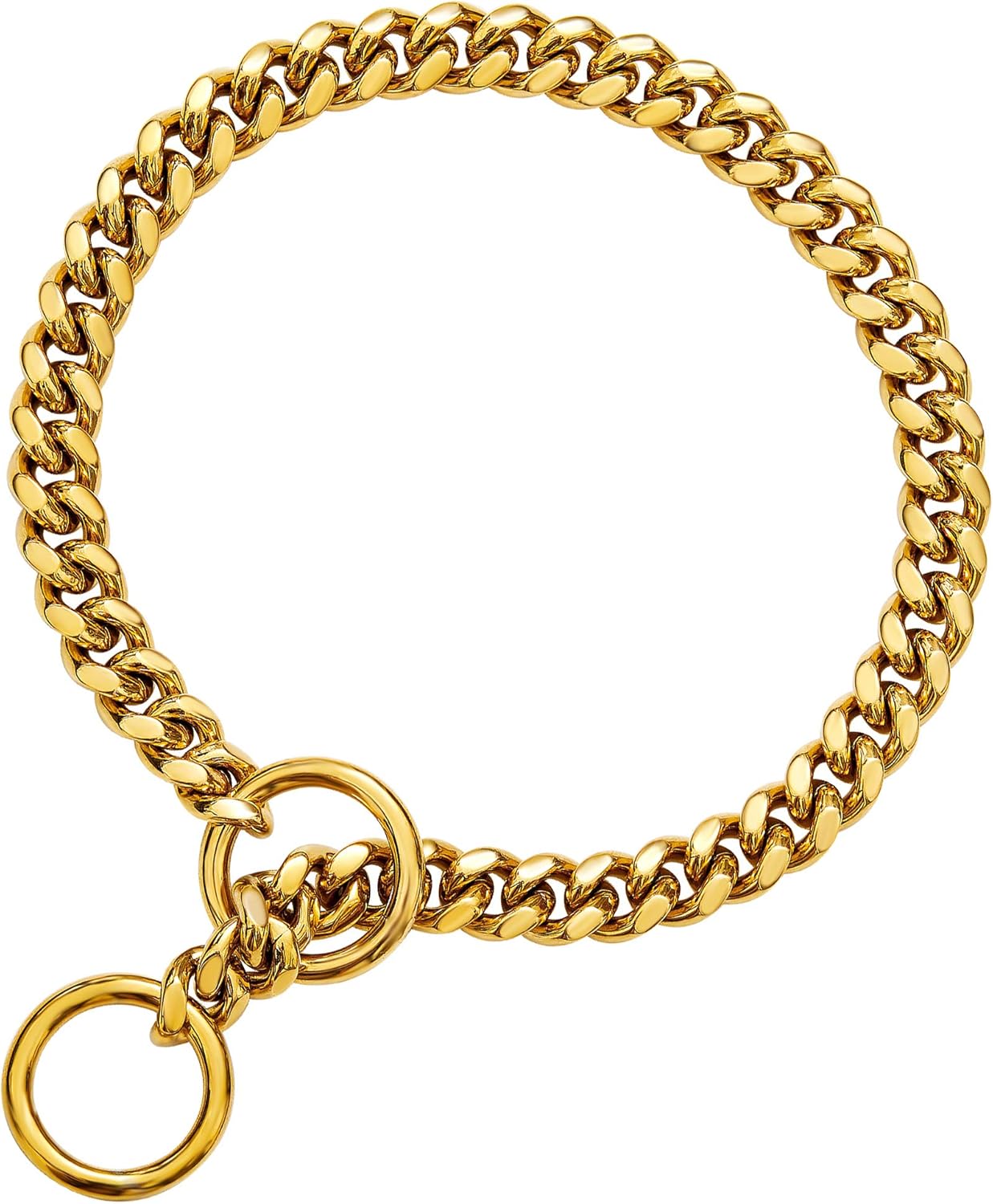 txprodogchains 18K Gold Chain Dog Collar 10MM Cuban Link Chain Stainless Steel Metal Links Walking Training Collar for Small Medium Large Dogs 10in to 27in txprodogchains 18K Gold Chain Dog Collar 10MM Cuban Link Chain Stainless Steel Metal Links Walking Training Collar for Small Medium Large Dogs 10in to 27in