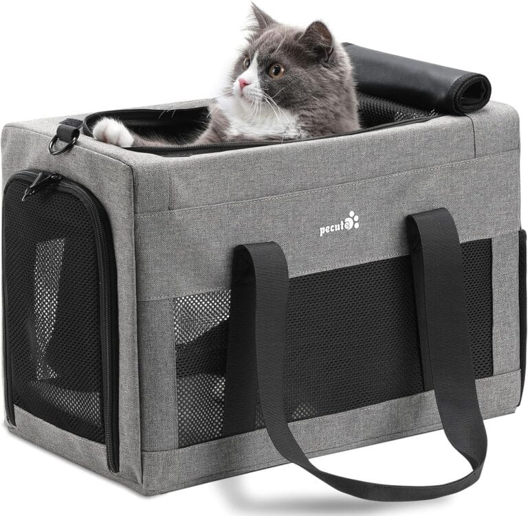 Airline Approved Cat Carrier, Pet Carrier Soft-Sided, Portable Dog Carrier with Stable Structure, TSA Approved Pet Carrier for Pets Less Than 12lbs, Cat Carrier Bag Suitable for Travel, Gray