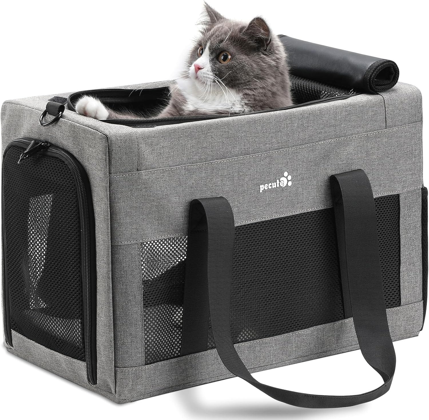 Airline Approved Cat Carrier, Pet Carrier Soft-Sided, Portable Dog Carrier with Stable Structure, TSA Approved Pet Carrier for Pets Less Than 12lbs, Cat Carrier Bag Suitable for Travel, Gray Airline Approved Cat Carrier, Pet Carrier Soft-Sided, Portable Dog Carrier with Stable Structure, TSA Approved Pet Carrier for Pets Less Than 12lbs, Cat Carrier Bag Suitable for Travel, Gray