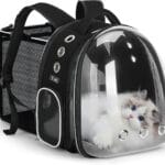Lekereise Cat Backpack Carrier, Expandable Large Space Cat Bubble Backpack for Kitty Small Dog up to 18lbs, Transparent Pet Carrier for Travel, Hiking, Walking & Outdoor, Black