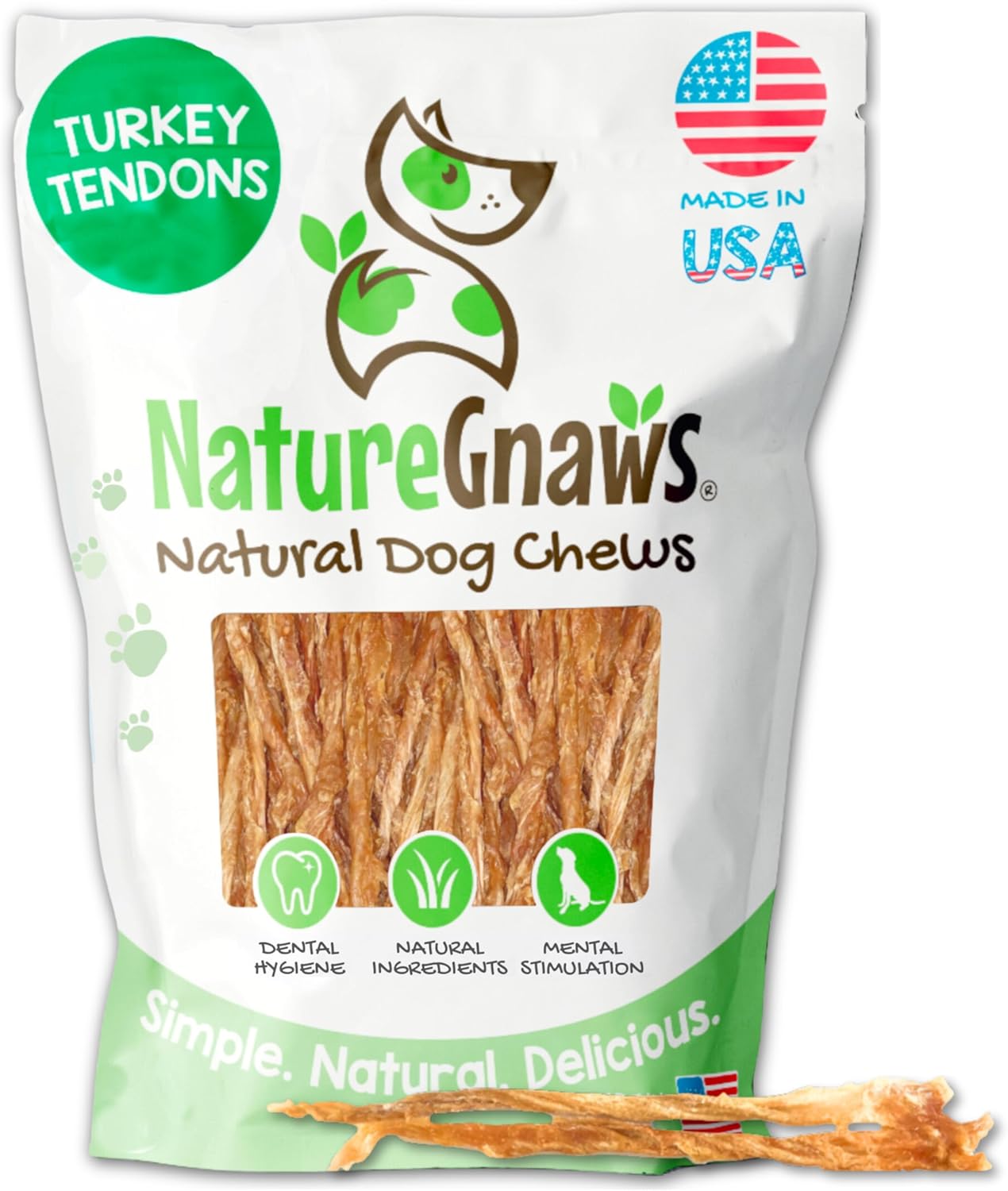 Nature Gnaws USA Turkey Tendons for Dogs (8oz) - Delicious Grain Free Reward Snack for Small, Medium & Large Breeds - Premium Natural Dog Chew Treats Nature Gnaws USA Turkey Tendons for Dogs (8oz) - Delicious Grain Free Reward Snack for Small, Medium & Large Breeds - Premium Natural Dog Chew Treats