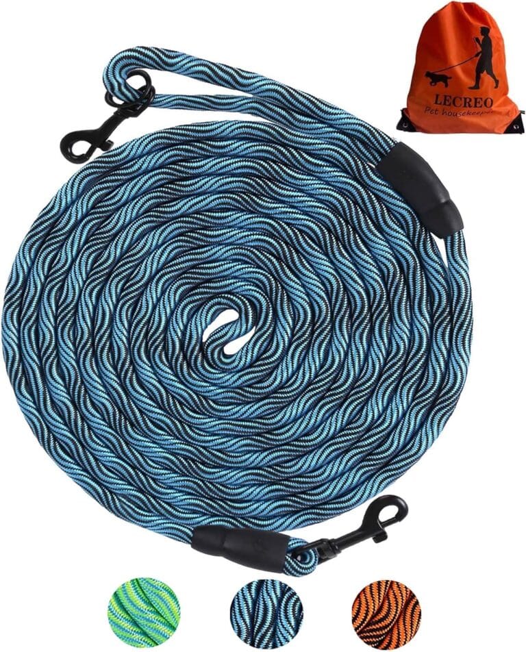 Long Dog Leash Tie-Out Check Cord, 16FT/30FT/50FT/100FT Recall Dog Training Rope Leash, Heavy Duty Dog Lead for Large Medium Small Dogs Playing, Camping, or Backyard