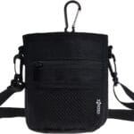 Cosmos Pet Snack Bag Pet Training Waist Bag Dog Training Food Pet Treat Bag Pouch with Shoulder Strap and Carabiner (Black Color, 4.5 inches Wide x 5.75 inches Tall)
