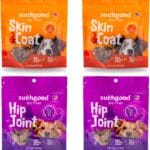 SuchGood Hip and Joint + Skin and Coat Dog Treats - Support Chews for All Breed Sizes and Ages, Glucosamine and Chondroitin + Salmon and Flaxseed Oil for Dogs (Chicken Flavor, 4 Packs)