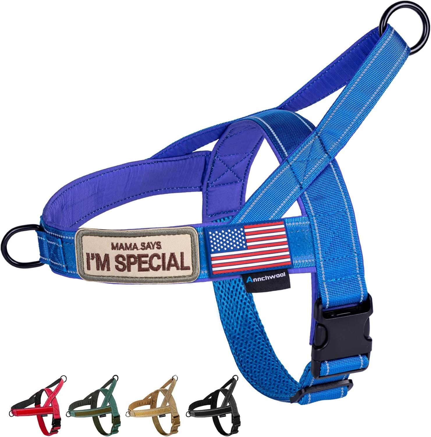 Annchwool No Pull Dog Harness with Soft Padded Handle,Reflective Strip Escape Proof and Quick Fit to Adjust Dog Harness,Easy for Training Walking for Small & Medium and Large Dogs(Blue,L) Annchwool No Pull Dog Harness with Soft Padded Handle,Reflective Strip Escape Proof and Quick Fit to Adjust Dog Harness,Easy for Training Walking for Small & Medium and Large Dogs(Blue,L)