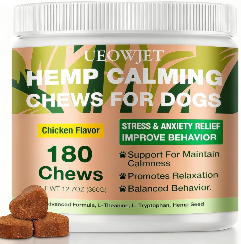 m Calming Chews for Dogs - Dog Calming Chews for Separation, Strss & Hyperactivity Rlief - Supports Rlaxation for Travel, Fireworks & Storms - Slep Aid-All Ages & Sizes-180 Kibbles