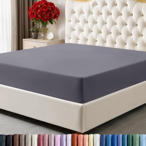 Utopia Bedding Queen Fitted Sheet - Bottom Sheet - Deep Pocket - Soft Microfiber - Shrinkage and Fade Resistant - Easy Care -1 Fitted Sheet Only (Grey)