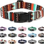 Mercano Adjustable Dog Collar - Special Design Patterns, Soft Nylon Comfortable Durable Pet Collar for Small Medium Large Dogs (S, Tribal Green)