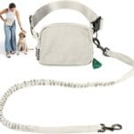 Hands Free Dog Leash with Dog Treat Pouch - Stylish & Trendy Waist Leash for Dog Walking - Wear Around The Waist or Crossbody - Durable & Detachable - Shock Absorbing - Waste Bag Dispenser