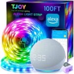 TJOY 100ft Smart Led Strip Lights for Bedroom, Work with Alexa, RGB Color Changing Music Sync Led Lights with App Remote,Multi-Color Wireless Led Strip Lighting for Bedroom (APP+Remote+Voice)