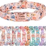 Engraved Pet Name Custom Collar for Dogs with Cute Floral Design - Personalized Dog Collar with Name - Adjustable and Customizable Dog Collar (Pattern-A, S (10-16.5 inches))